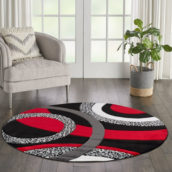 MDA Rug Imports Orelsi Collection Abstract Area Rug Blue/Brown 5'2" x 7'5" Oval Geometric,Abstract Stain Resistant 5' x 8' Indoor,Accent Living