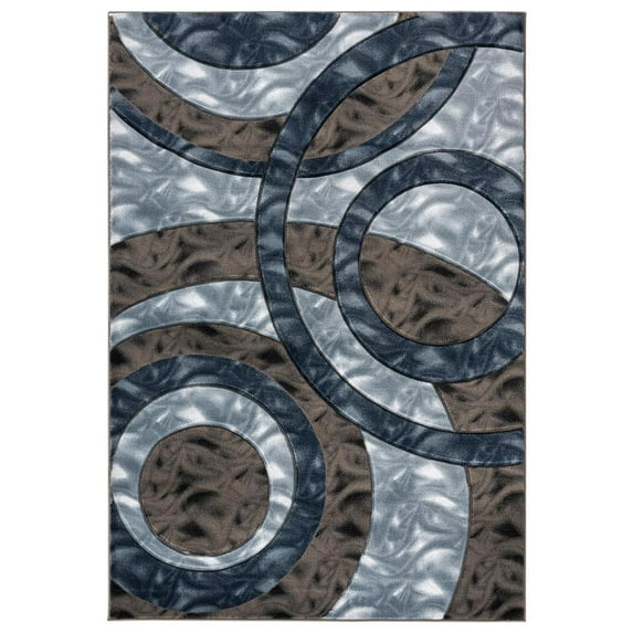 MDA Rug Imports Orelsi Collection Abstract Area Rug Blue/Brown 9'6" x 13'10" Geometric,Abstract Stain Resistant 10' x 14' Indoor,Accent Living