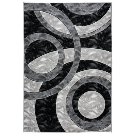 MDA Rug Imports Orelsi Collection Abstract Area Rug Grey/Black 9'6" x 13'10" Geometric,Abstract Stain Resistant 10' x 14' Indoor,Accent Living