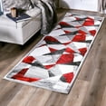 thumbnail image 1 of MDA Rug Imports Orelsi Collection Abstract Area Rug Red/Grey 2'8'' X 8'1'' Geometric 8' Runner Indoor,Accent Living Room,Bedroom,Dining Room Green,Red, 1 of 5