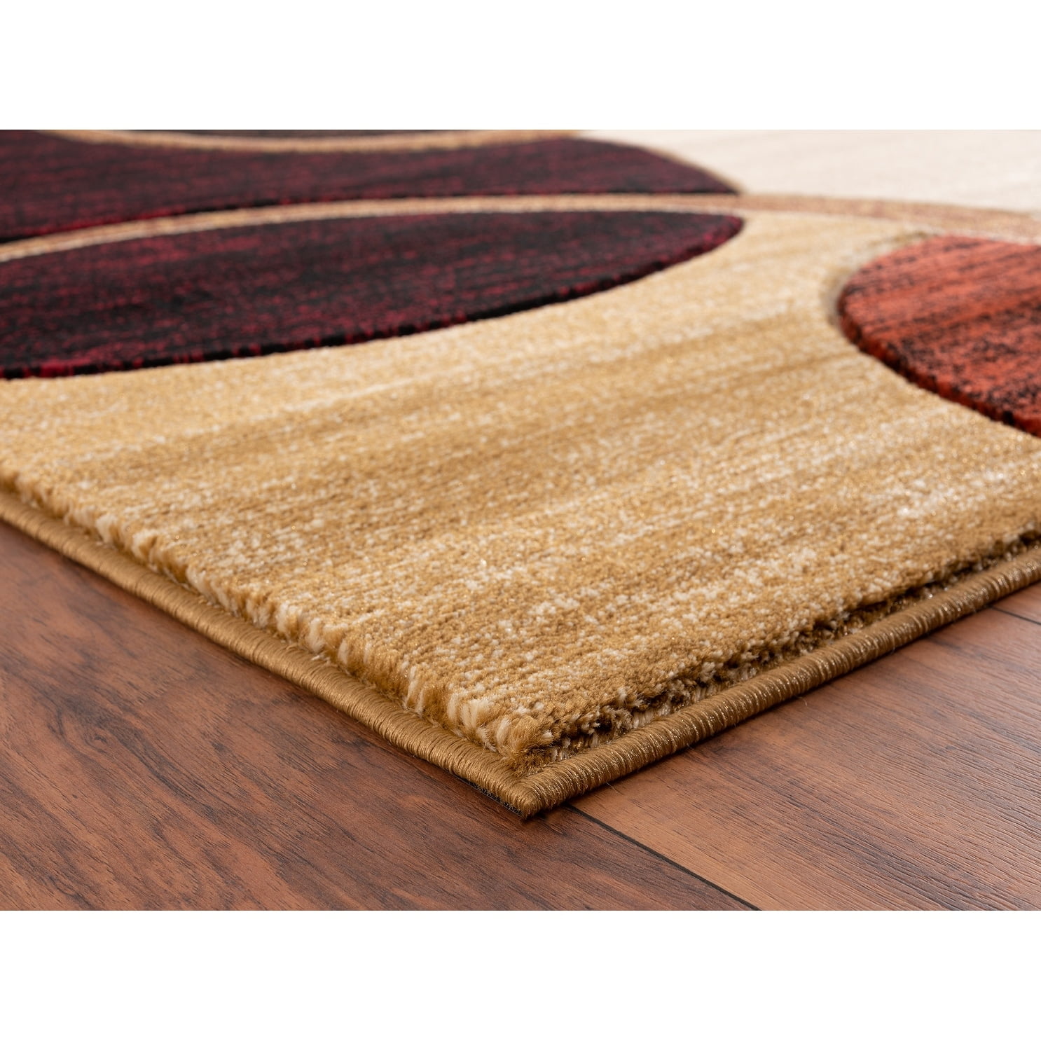 Orelsi Brown Geometric Circles Synthetic Area Rug 5' x 8'