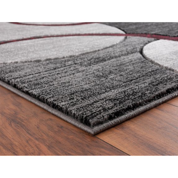MDA Rug Imports Orelsi Collection Abstract Geometric Circles Area Rug Black/Red 2'8" x 8'1" Runner Runner 8' Runner Indoor,Runner Red Rectangle,Runner