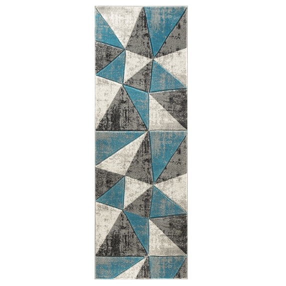 MDA Rug Imports Orelsi Collection Grey/Turquoise Area Rug 2'8" x 11'10" 12' Runner Runner, Accent, Indoor Rectangle