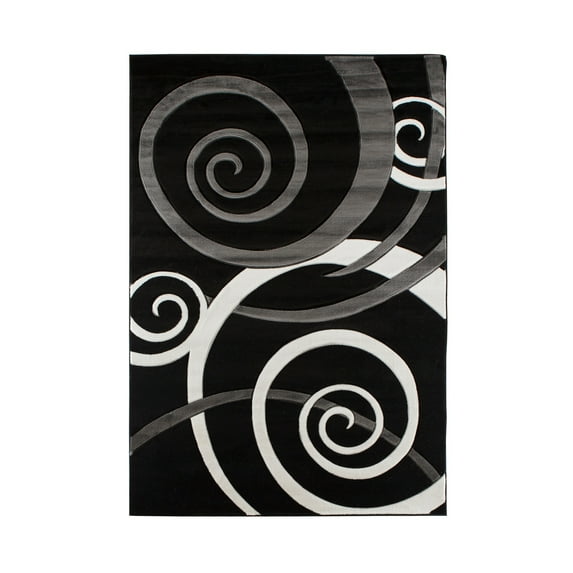 MDA Rug Imports Orelsi Collection Swirl Area Rug Black/Grey 3'9" x 5'9" 4' x 6' Indoor Grey Rectangle