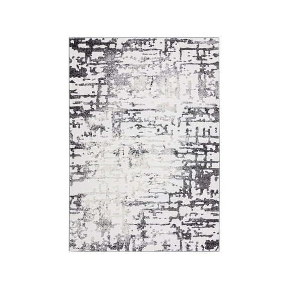 MDA Home Petra Gray Contemporary Polypropylene Area Rug - 6'9" x 9'6"