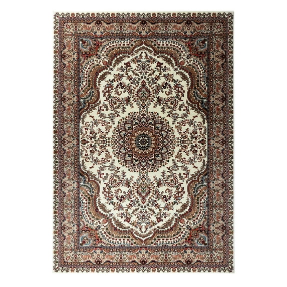 MDA Rug Imports Prime Collection Traditional Area Rug Cream 6'9'' X 9'6'' 7' x 9' Indoor,Accent Orange,Brown,Blue Rectangle