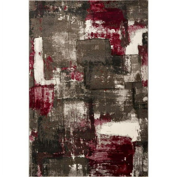MDA Rug Imports Rhodes Collection Abstract Area Rug 7'11'' x 10'6'' - Red/Brown