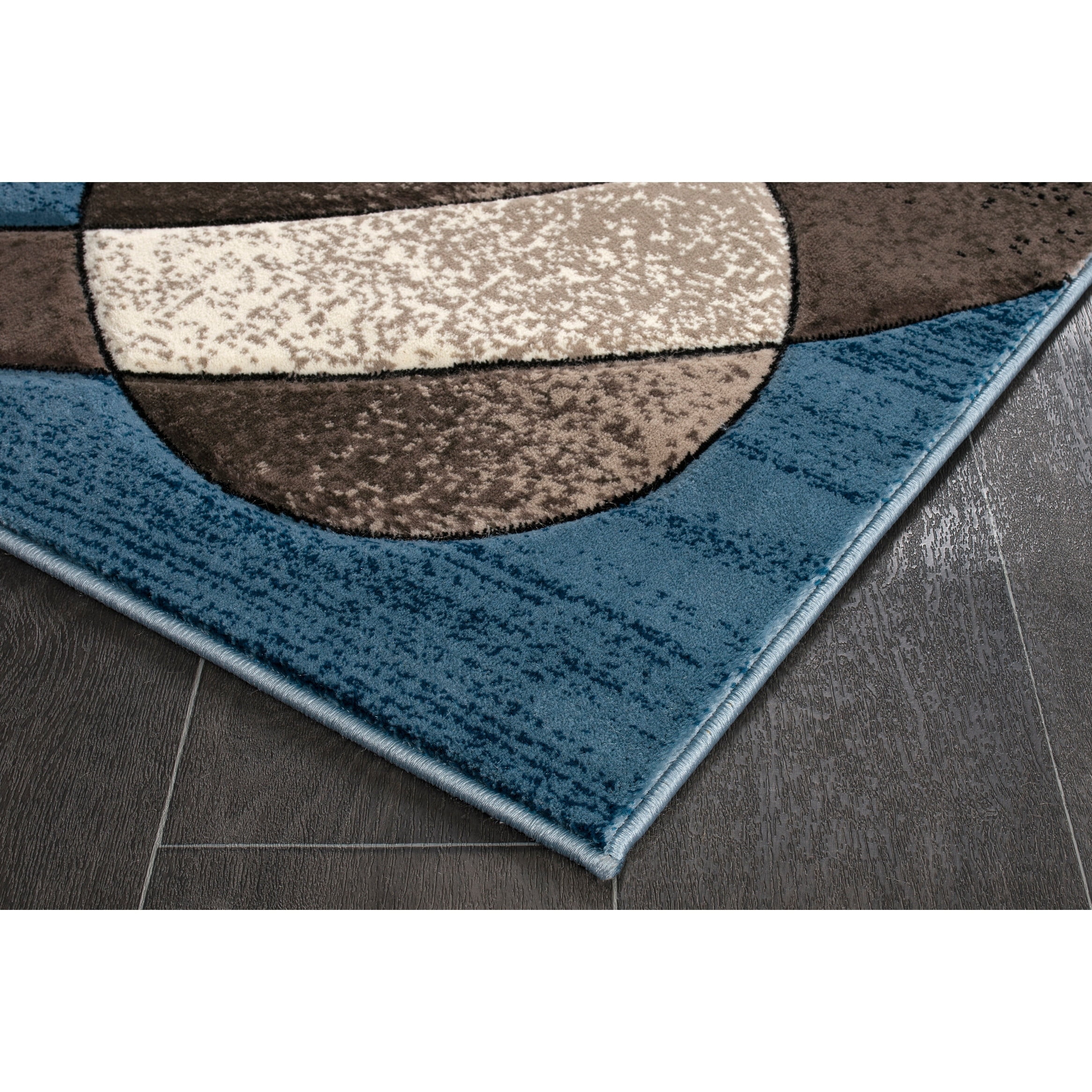 Serene Abstract Blue 47" x 31" Synthetic Easy-Care Area Rug