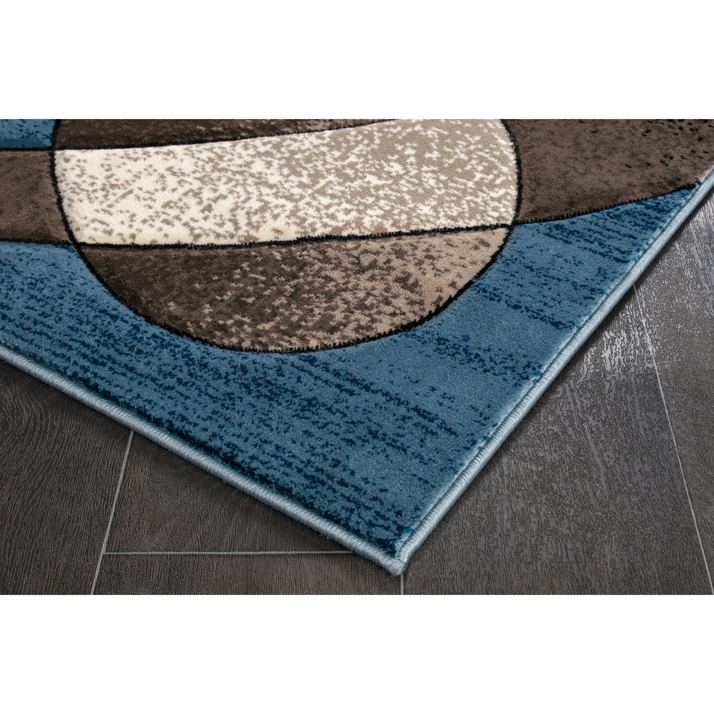 Serene Abstract Blue 47" x 31" Synthetic Easy-Care Area Rug