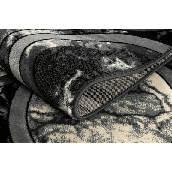 MDA Rug Imports Rhodes Collection Abstract Rounds Area Rug 2'1'' x 3'3'' - Anthracite Gray