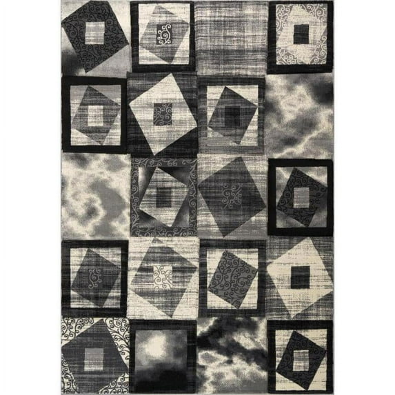 MDA Rug Imports Rhodes Collection Abstract Square Area Rug 3'5''x5'5'' - White/Gray