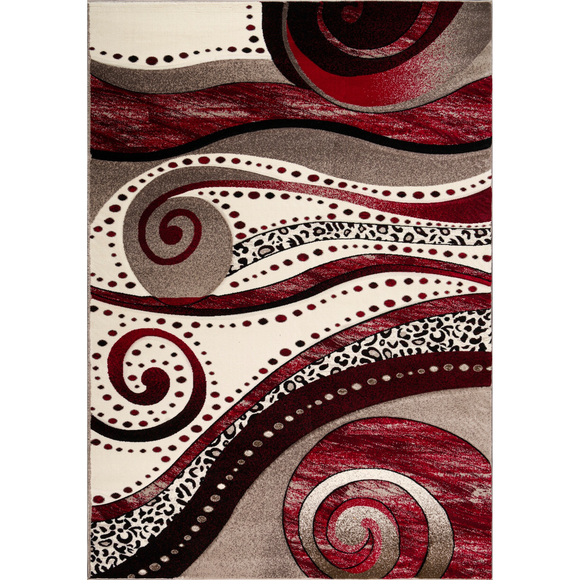 MDA Rug Imports Rhodes Collection Abstract Swirl Area Rug Red 5'2'' X 7