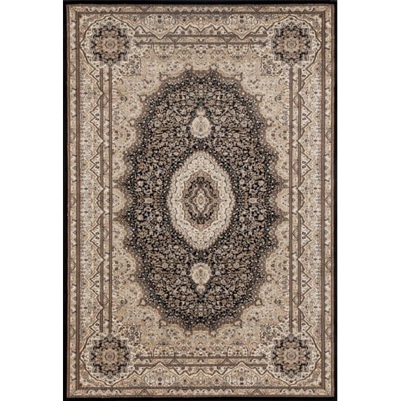 MDA Rug Imports Tabriz Collection Area Rug Black 3'9'' X 5'9'' 4' x 6' Ivory,Beige,Gold Rectangle