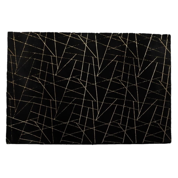 MDA Home Emma Black/Gold Abstract Lines Polyester Area Rug - 8' x 10'