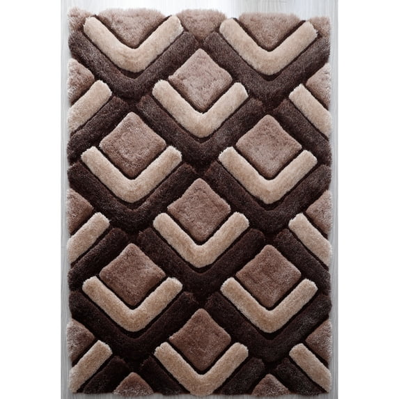 MDA Rugs Mateos Shag Contemporary Designed Area Rug Brown/Beige 8' X 10' 8' x 10' Rectangle
