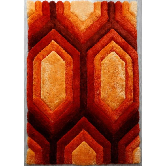 MDA Rugs Mateos Shag Red/Orange Contemporary Designed Area Rug 8' X 10' 8' x 10' Rectangle