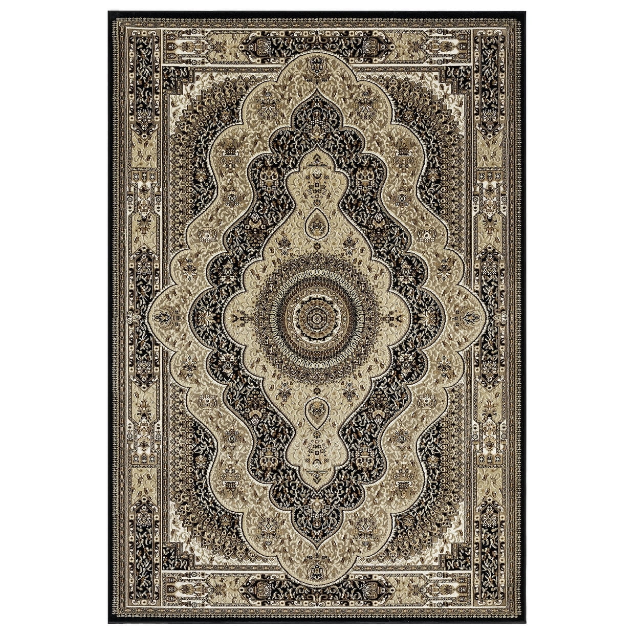 MDA Rugs Prime Collection Border Area Rug Black/Cream 5'2'' X 7'5'' 5 ...