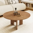 thumbnail image 1 of MDAQMD 31"Round Coffee Table ,Ash Wood Veneer with Stainless Steel Shims,Minimalist Center Table,Mid Century Walnut Coffee Table for Living Room, 1 of 8