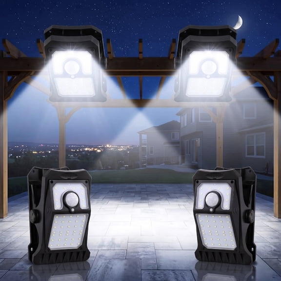 MDCMDCM 2- Pack Solar Clip Lights Outdoor, Motion Sensor, 45 LED, 3 Modes, Waterproof, Adjustable for Fence, Patio, Garden, Garage