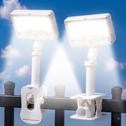 MDCMDCM 92 LED Clip-on Solar Light Outdoor with USB Charging, Motion Sensor, Dual Charging, 360  Adjustable Head, Clamp Solar Lamp for Garden Fence Patio Garage 1 Pack  White