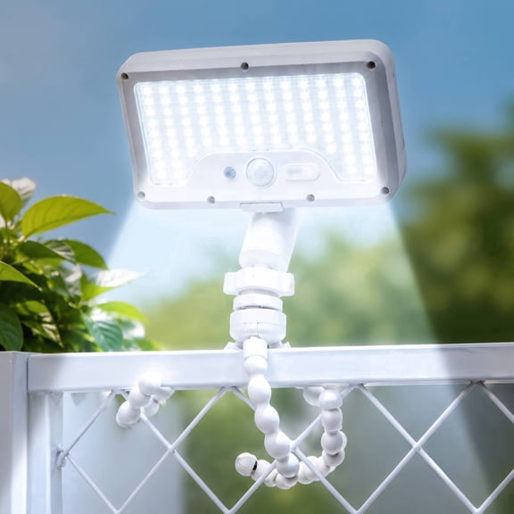 MDCMDCM Solar Motion Sensor Light with 3 Flexible Arms, Solar & USB Rechargeable, 92 LED Outdoor Security Light, 360° Adjustable for Fence, Tree, Pole, Patio, Garden(1 pack)