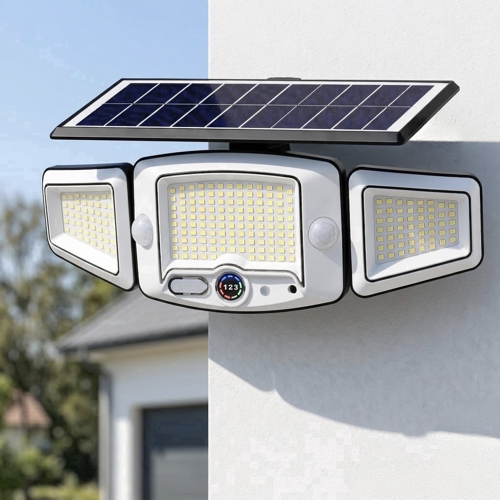 MDCMDCM Solar Lights Outdoor with Smart Display, Large Solar Panel ...