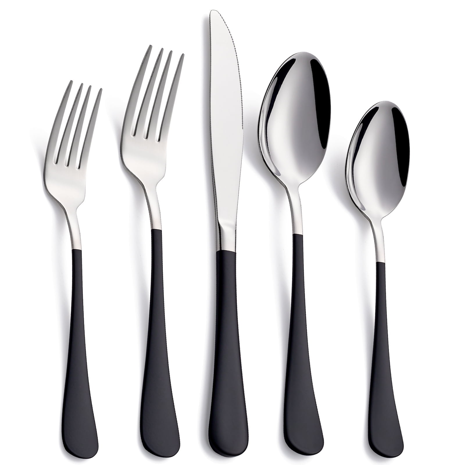 MDEALY 20-Piece Black Silverware Set for 4, 18/0 Stainless Steel Flatware Cutlery Utensils Set, Include Dinner Knives,Dinner Forks,Dinner Spoons,Salad Forks,Teaspoons,Dishwasher Safe