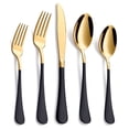 thumbnail image 1 of MDEALY 20-Piece Gold and Black Silverware Set for 4, 18/0 Stainless Steel Flatware Cutlery Utensils Set, Include Dinner Knives,Dinner Forks,Dinner Spoons,Salad Forks,Teaspoons,Dishwasher Safe, 1 of 7