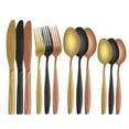 thumbnail image 1 of MDEALY 24-Piece Copper Gold Black Mix Colored Silverware Kitchen Utensils Set Stainless Steel Flatware Cutlery Service With Matte Handle for 6 Include Dinner Knife,Forks,Spoon,Teaspoons, 1 of 5