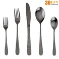 thumbnail image 1 of MDEALY 30-Piece Black Silverware Flatware Cutlery Set, Stainless Steel Kitchen Utensils Service for 6, Include Dinner Knife,Dinner Fork,Dinner Spoon,Salad Fork,Teaspoon, Dishwasher Safe, Elegant Gift, 1 of 7