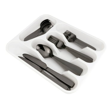 MDEALY 40-Piece Black Silverware Set with Cutlery Tray Organizer, Stainless Steel Kitchen Utensils Service for 8, Include Dinner Knife,Dinner Forks,Dinner Spoons,Salad Forks,Teaspoon, Dishwasher Safe