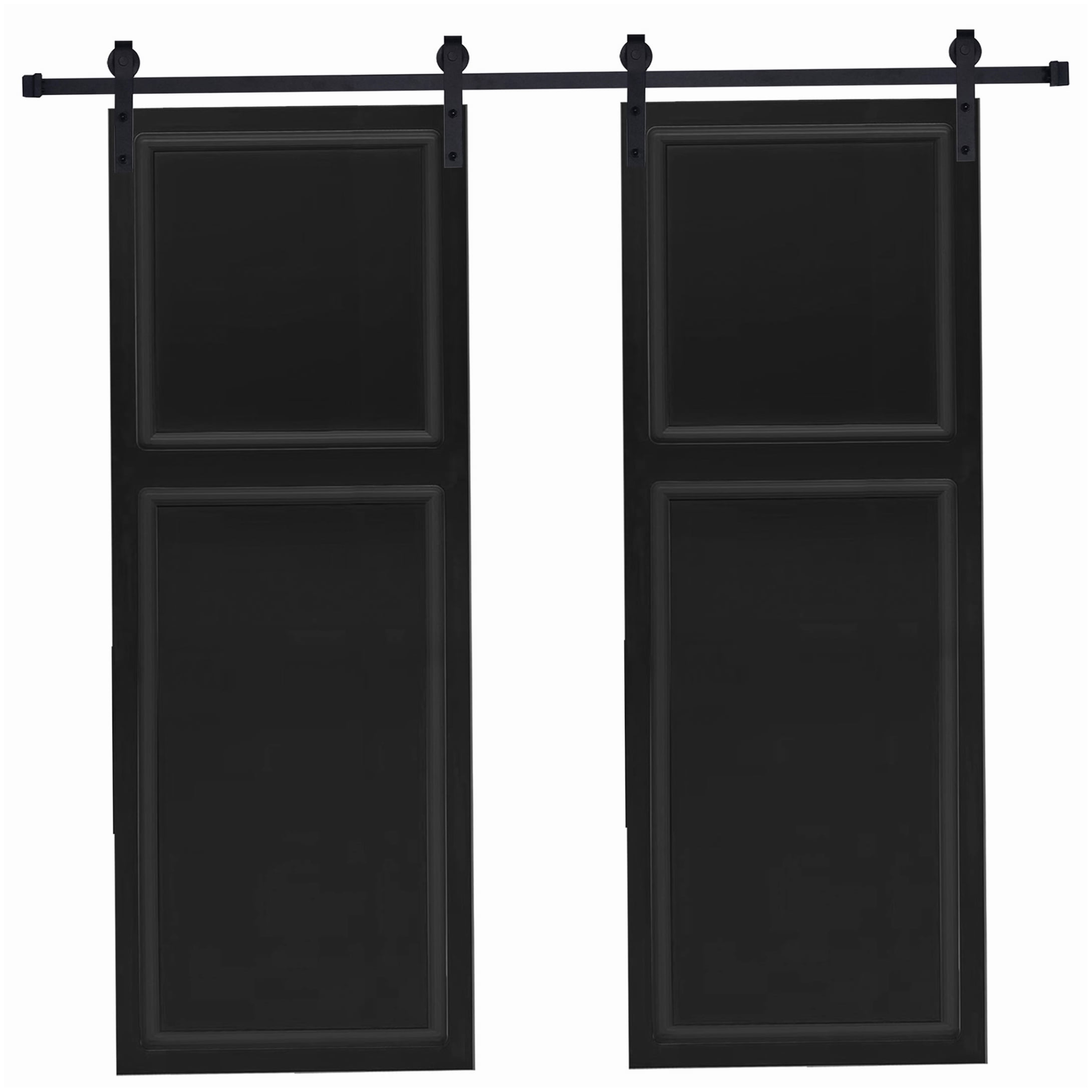 Slider Sign Panel MDF Black Walnut 2-Panel Sliding Barn Door 80 in. X 28 in. Complete ...