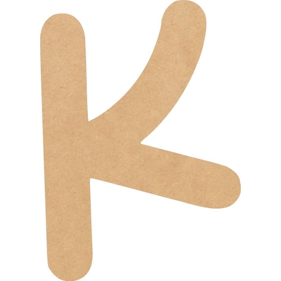 MDF Blank Wood 7'' Tall Breakbone Letters Alphabet K, Paintable Craft