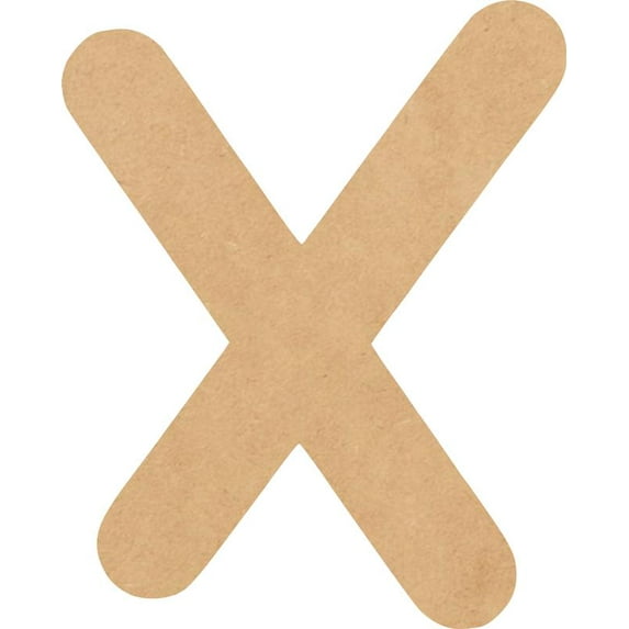 MDF Blank Wood 7'' Tall Breakbone Letters Alphabet X, Paintable Craft