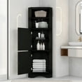thumbnail image 1 of MDF Board Freestanding Storage Tall Corner Cabinet with Doors and Adjustable Shelves, Black, 1 of 8