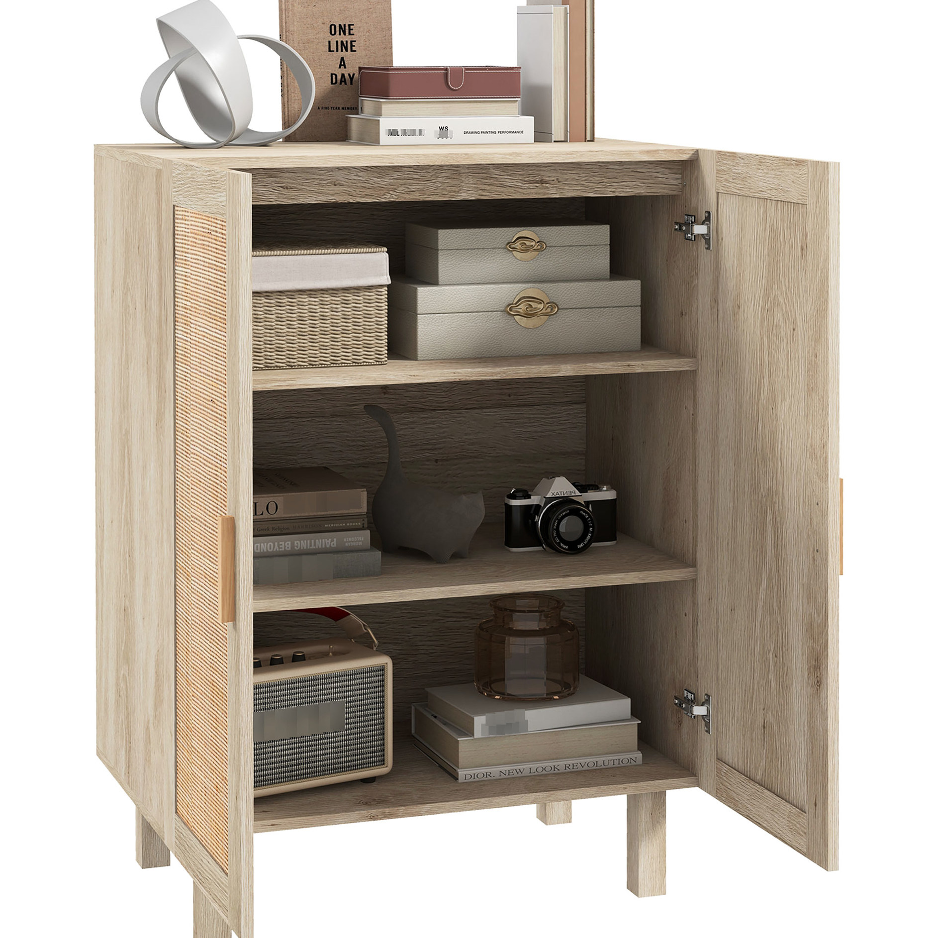 Mdf Rattan Box MDF Cabinet with Rattan Doors and Anti-Tipping Feature - Ensure Safety ...