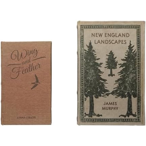 MDF & Canvas Book Storage Boxes, Set of 2 New England Landscapes