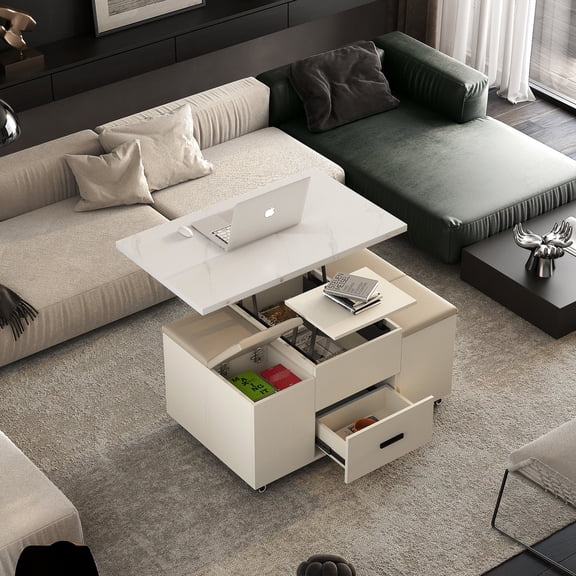 MDF Construction - Convertible to Dining - Small Home - Tucked-Away Storage