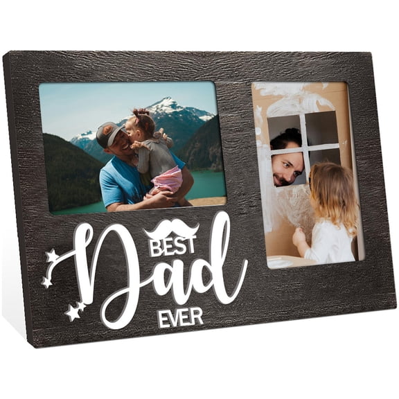 MDF Double Photo Frames Display Photo Frame Rectangle with Word Beat Dad Star 200x320mm
