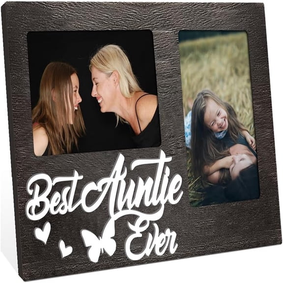 MDF Double Photo Frames Display Photo Frame Rectangle with Word Best Mom Butterfly 200x320mm