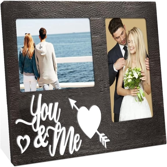 MDF Double Photo Frames Display Photo Frame Rectangle with Word Best Mom Heart 200x320mm DIY