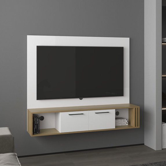56.1" Wide Entertainment Center | Stylish Design, Tidy Cable Management