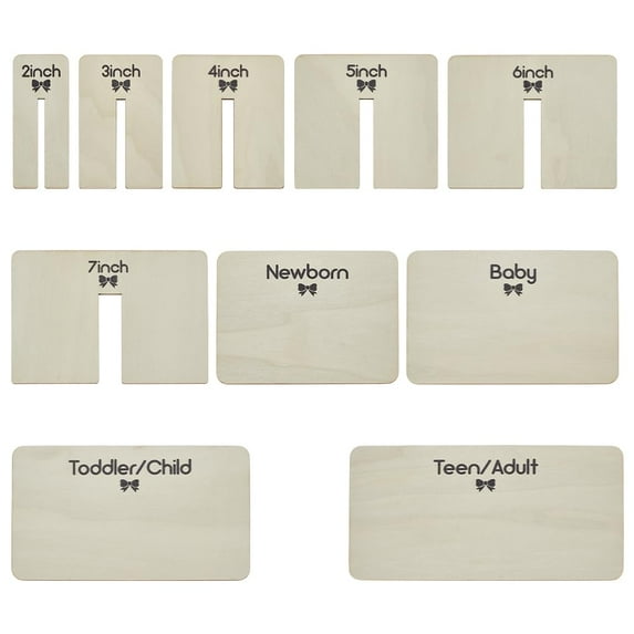 MDF Hairband Display Cards Sets Rectangle with Bowknot Print Light Yellow 12.7x5~24.1x0.3cm 10pcs/set