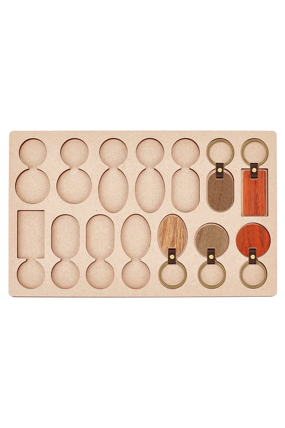 MDF Keychains Display Stand Rectangle Wheat 305x190x10mm