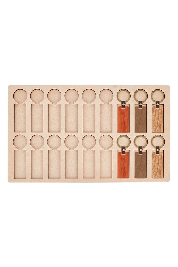 MDF Keychains Display Stand Rectangle Wheat 400x240x10mm
