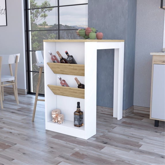 MDF Kitchen Island in White Macadamia for Easy Wine Bottle Access