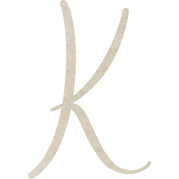 MDF Letter (K) Unpainted Wood Craft, 2'' Tall Paintable DIY, Script Rebeca Font
