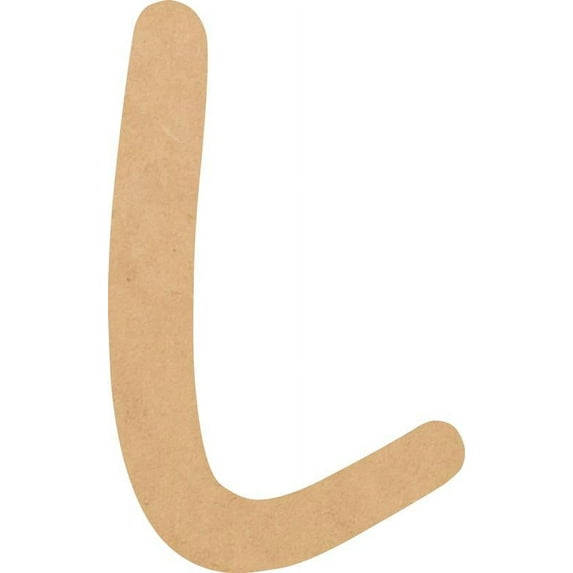MDF Letter (L) Unpainted Wood Craft, 20'' Tall Paintable DIY, Script Bright Candy Font