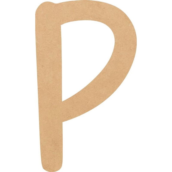 MDF Letter (P) Unpainted Wood Craft, 3'' Tall Paintable DIY, Script Bright Candy Font