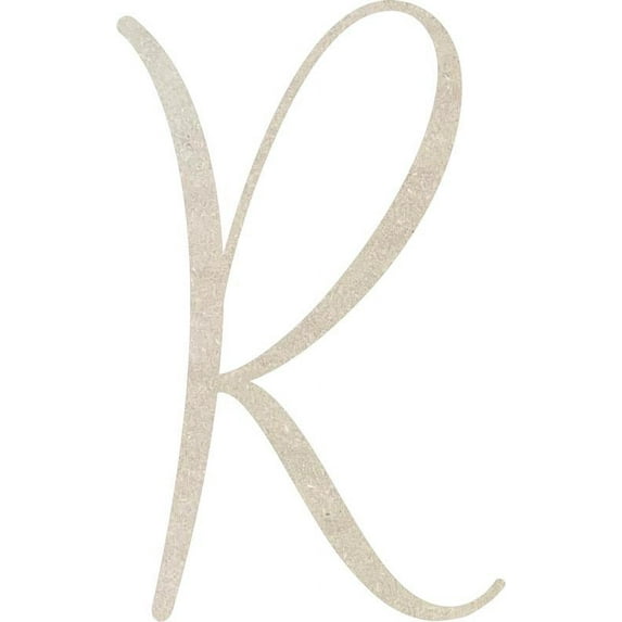 MDF Letter (R) Unpainted Wood Craft, 2'' Tall Paintable DIY, Script Rebeca Font